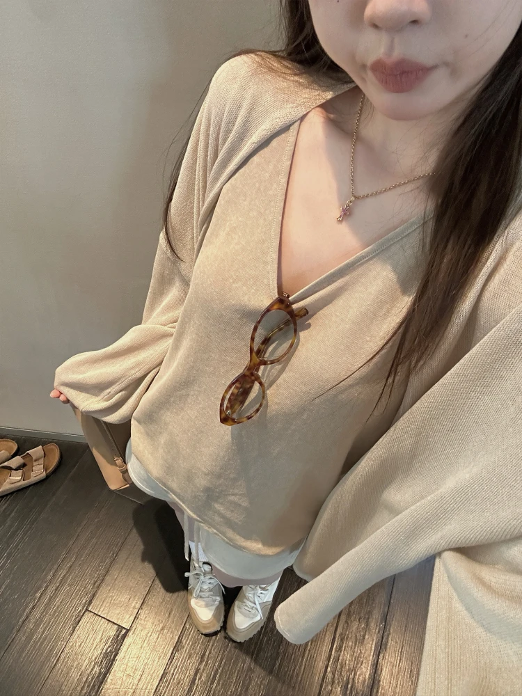 

Lightweight Long Sve Knitted Open Cardigan Women's Autumn Korean Sle Lazy Top Pure Color Loose Fit Commute Faion