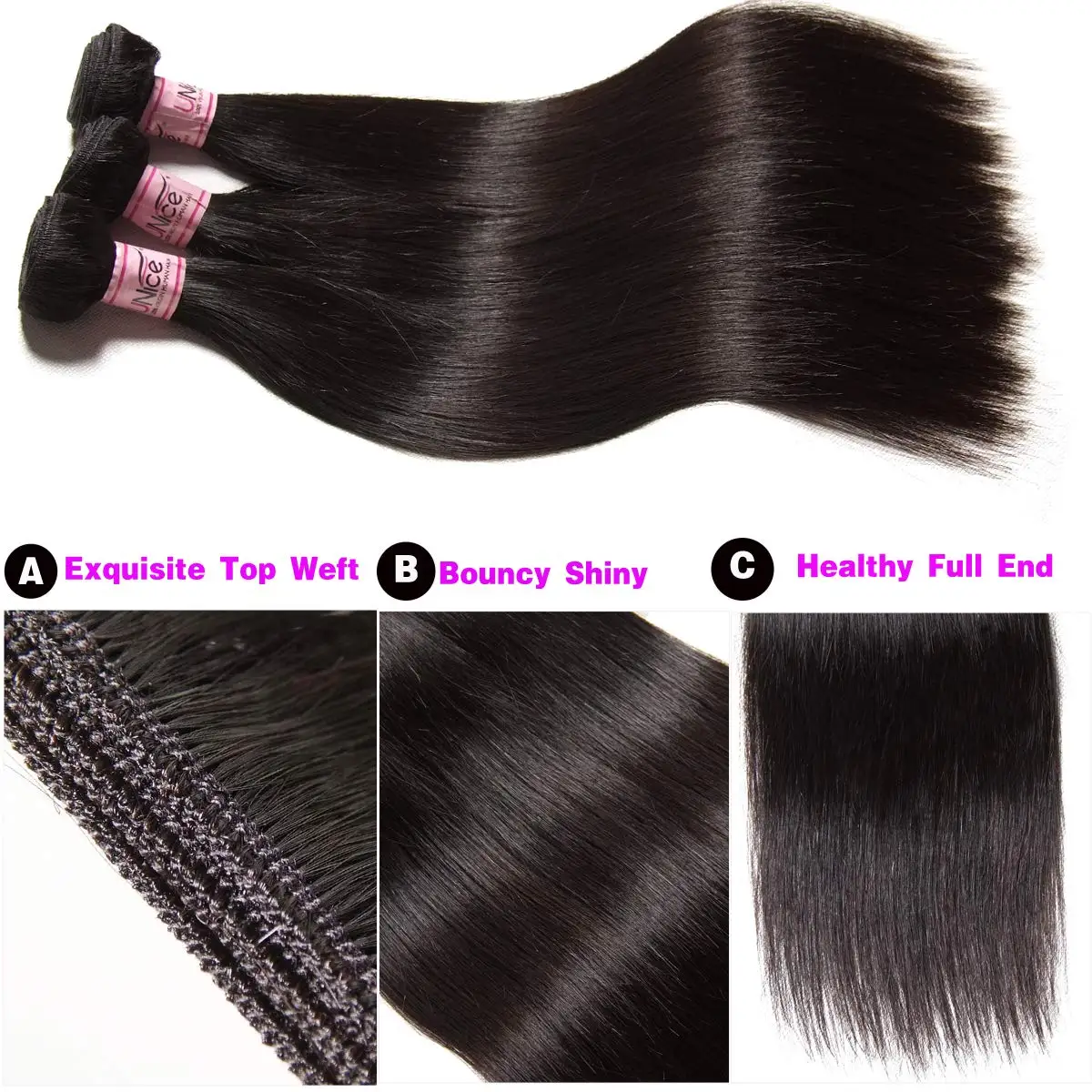 Straight Human Hair Bundles Human Hair Straight Bundles Hair Natural Color 24 24 24 inch Double Weft Brazilian Virgin Hair