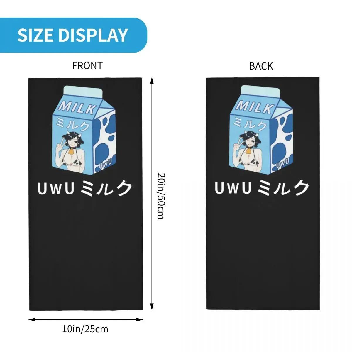 Uwu Milk Anime Hentai Cow Girl Moo Milk Carton Neck ghetta Bandana sciarpa maschera per il viso Unisex Running alta qualità