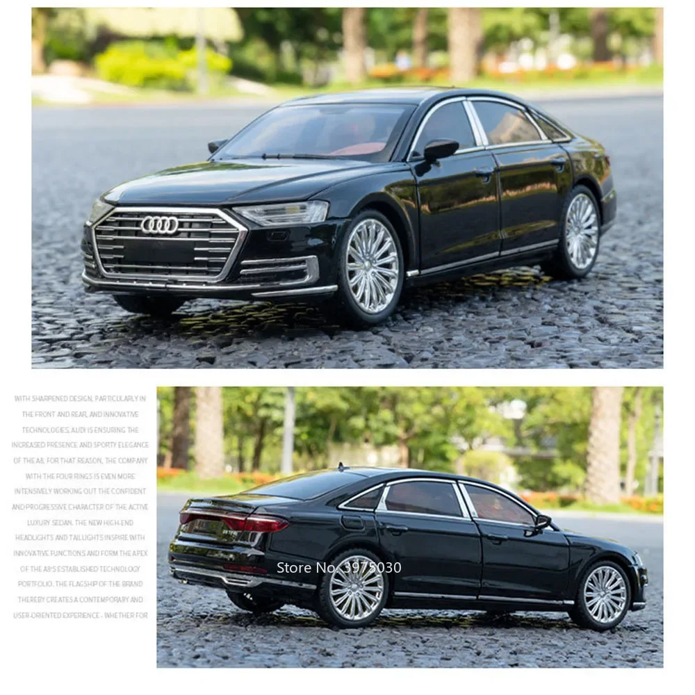 1:24 AUDI A8 Modelle Autos Spielzeug Legierung Druckguss mit Zurückziehen Miniatur Fahrzeuge Sound Licht Auto Modell für Kinder Sammlung Geschenke