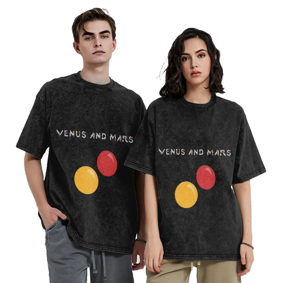 Venus And Mars Minimalist Album Cover Hip Hop Short Sleeve T-Shirts Washed Tops Tees Streetwear T Shirt Harajuku for Men Women