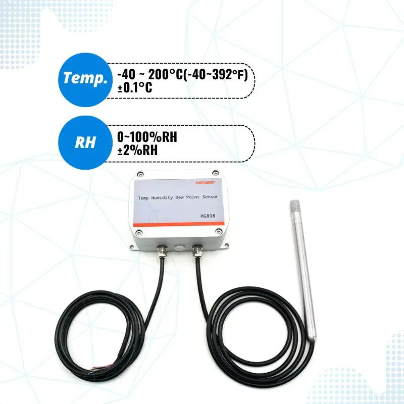 HG808 T 200°C RS485 Modbus High Humidity Temperature Sensor Transmitter RS485 4-20mA 0-10V 0-5V for Flue Gas Duct