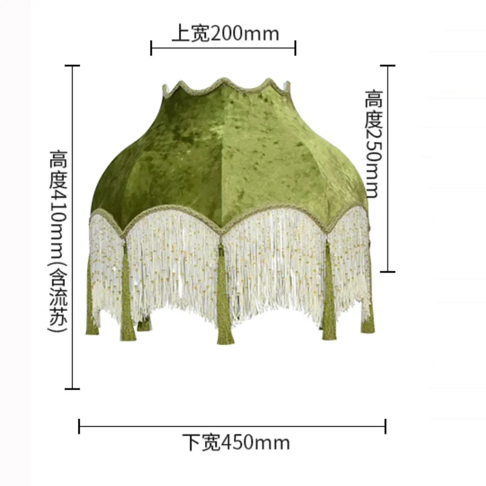 Imagem -04 - Grama Verde Pano Abajur Lâmpada de Assoalho Lâmpada de Mesa Veludo Grânulo Corrente Franja Pendurado Orelha Estudo Sala Estar E27