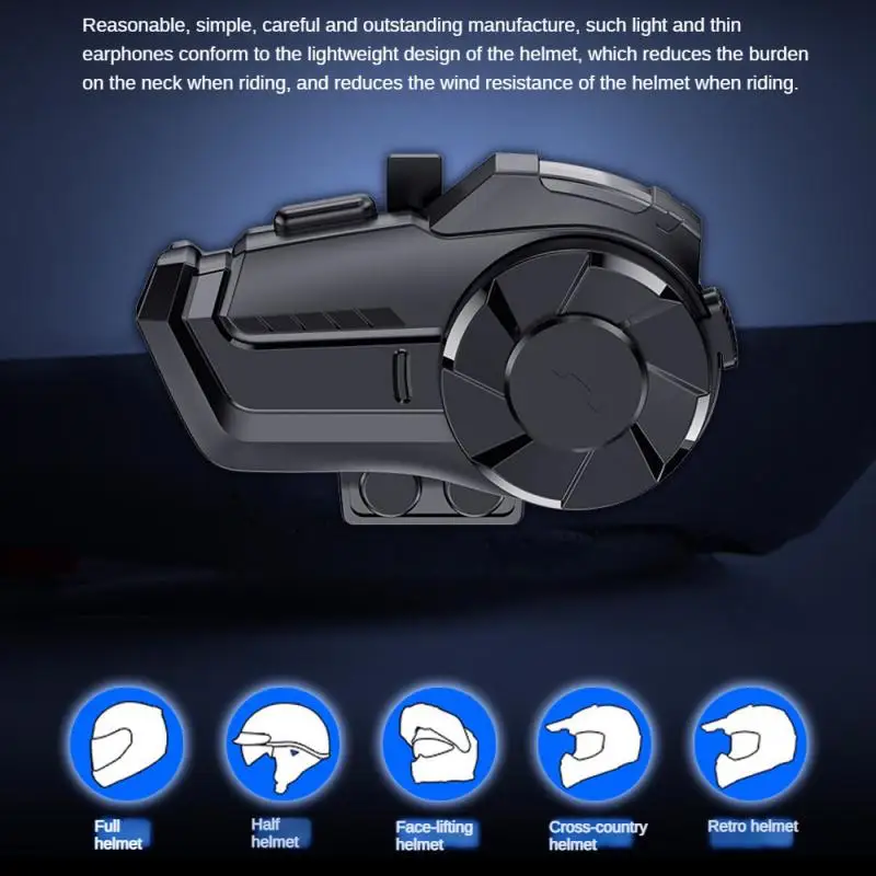 Oreillette Bluetooth 5.1 pour moto, appareil de communication pour casque, kit mains-libres étanche avec radio FM, portée 1000m, intercom pour 3 motocyclistes