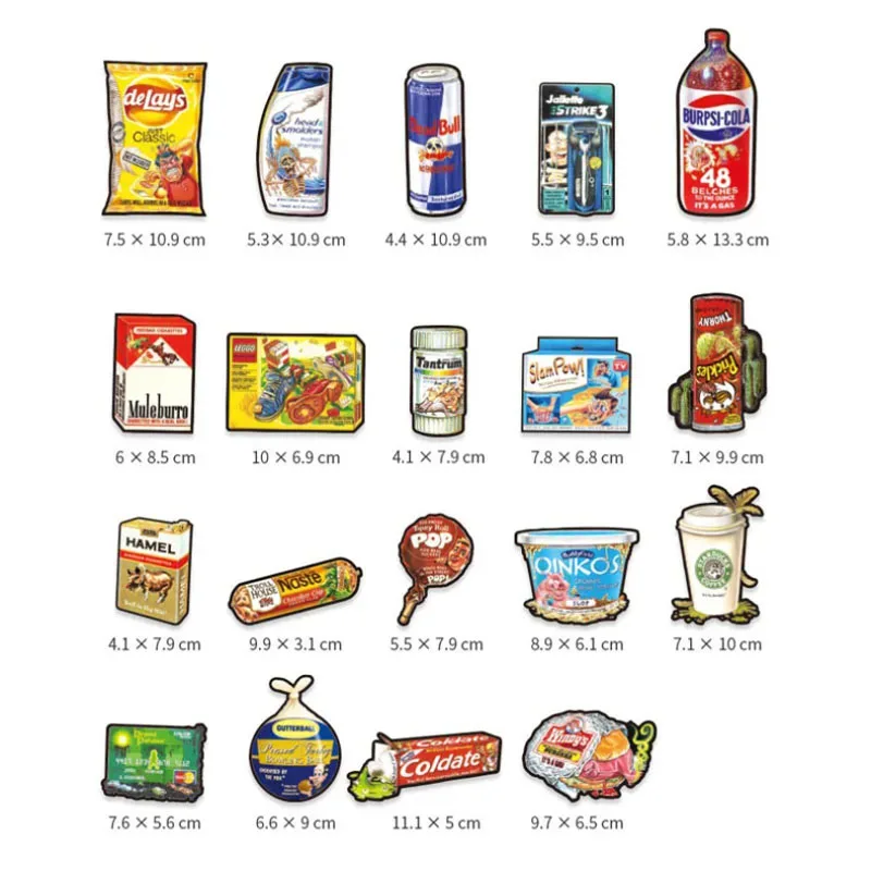 [Uitverkoop] Grappige dranken Snacks Creatieve sticker Retro Graffiti Glanzende sticker voor laptop Koelkast Opbergdoos Decoratie