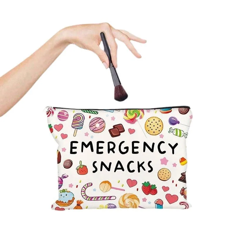 1 PC Women Printed Canvas Makeup Bag Travel Toiletry Pouch Tech Organizer Cable Storage Case Zipper Purse Wash Bag Accessories image 6