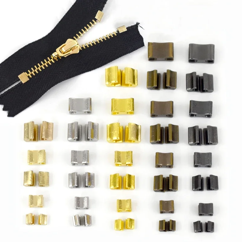 20/50Sets Zipper Stopper Non-slip Tail Stop for 3# 5# 8# 10# Close-end Metal Zippers Repair Kit Zip Plug Top End Sew Accessories