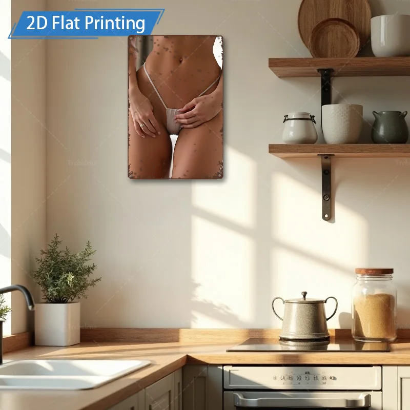 1pc Metal Sign, 4x16inch "Modern Abstract Art: Elegant Nude Figure on Rustic Metal Wall Decor"