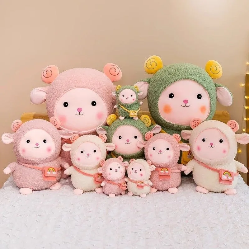 Simpatica bambola di peluche di agnello con zaino: peluche morbido e coccoloso, regalo perfetto per i bambini, ideale per compleanni, vacanze e compagni quotidiani