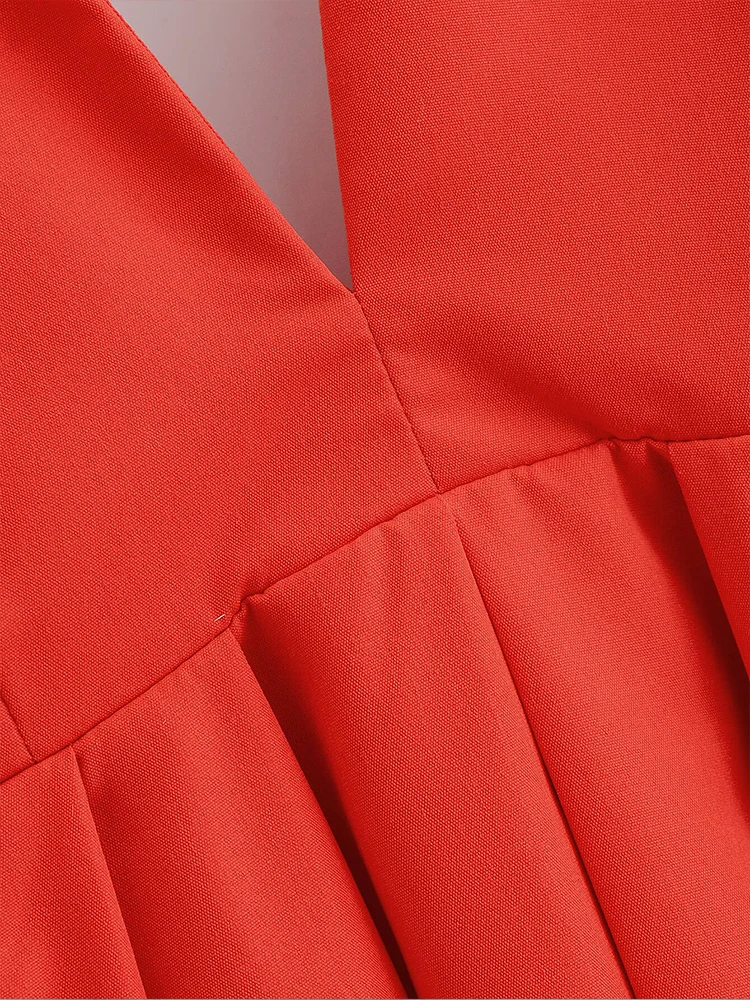 Женское летнее новое модное красное сексуальное длинное платье с открытой спиной и v-образным вырезом в европейском и американском стиле