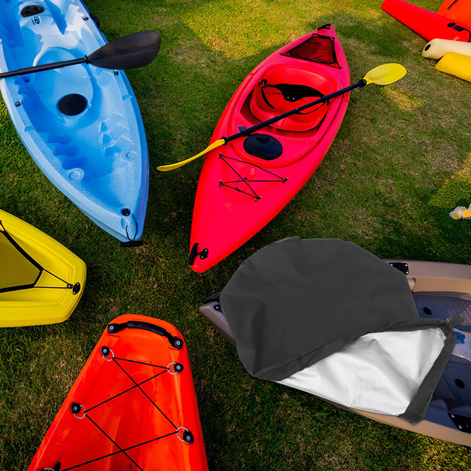 

Kayak Seat Cover Silver Coated Polyester Waterproof Uv Blocking Tear-Resistant For Protection Durable Boat