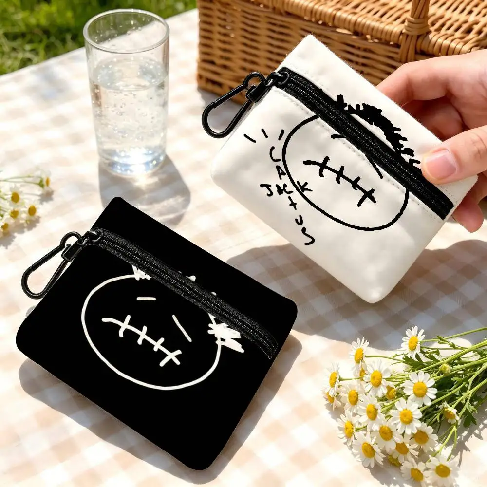 Rapper T-Travis ANIME S-Scott Lightweight Oxford Fabric Coin Purse Carabiner Hook Design Mini Card Key Organizer Bag