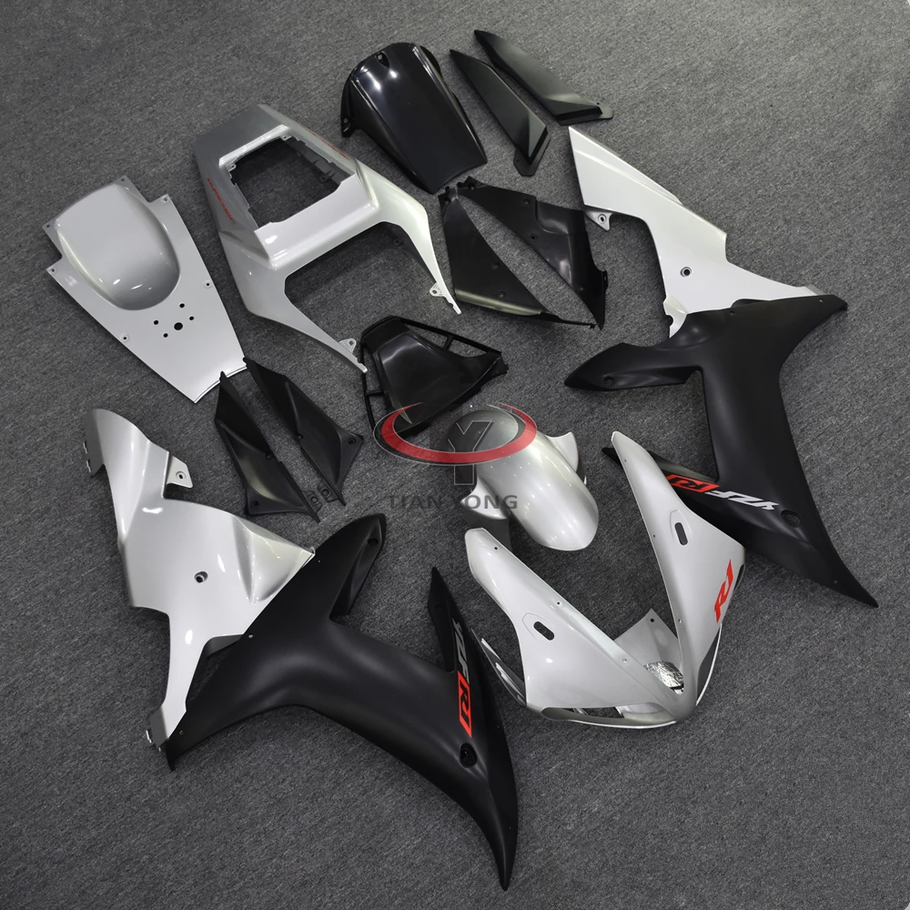 For R1 2002 2003 Full Fairing Kit Cowling Injection Silver matte black two-color print Motorcycle YZF1000 02 03