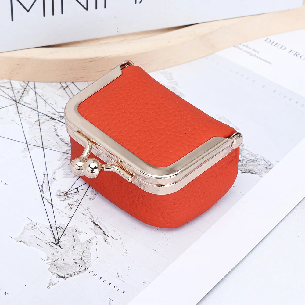 Multi-Color Full-Grain Leather Mini Kiss-Lock Jewelry Box Pouch for Rings Necklaces Earrings Perfect Small Coin Purses Gift
