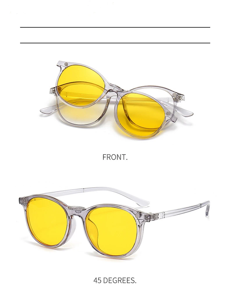 Vcka transparenten Rahmen Frauen Myopie Sonnenbrille 6 in 1 Mode polarisierten Magnet clip auf Brille verschreibung pflicht ige Brille-0.5 ~-6,0 – Detail 13