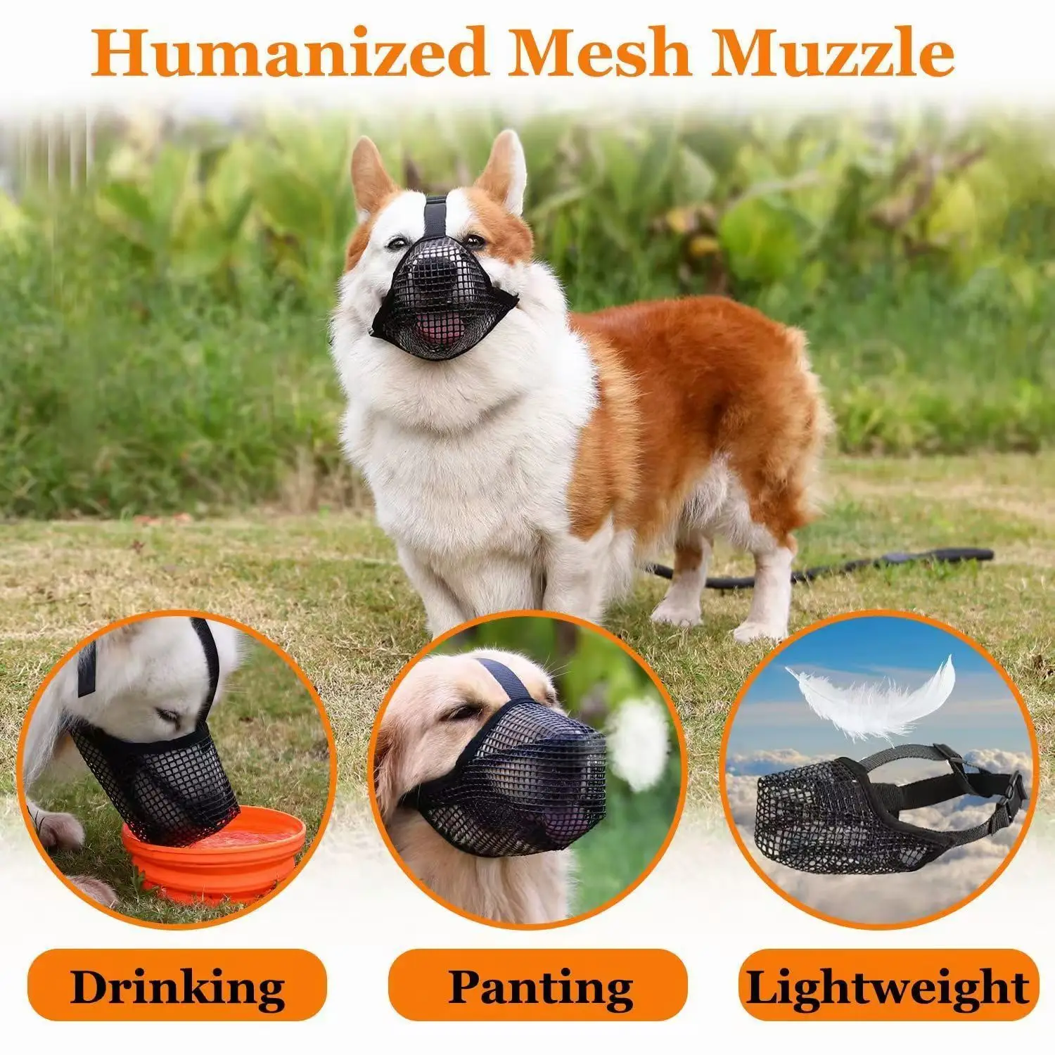 NEW Dog Mouth Cover Mesh Large Dog Breathable Mesh Anti-eating Barking Golden Retriever Mouth Cage Bite-proof Pet Mask
