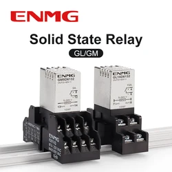 ENMG 1NO 2NO 1NO1NC DIN35MM Small rail type solid state relay DC control DC 15A 5A2A5~24vdc AC 220V no contact Screw Inline Base