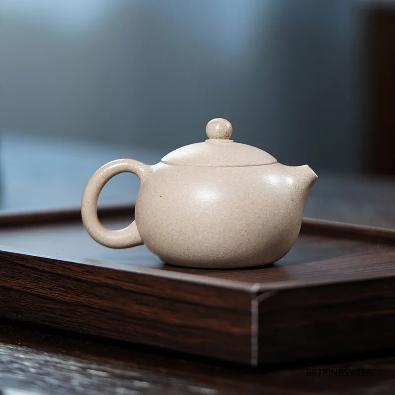 130ml Chinese Yixing Purple Clay Teapot Handmade Flowers Xishi Tea Pot Raw Ore White Duan Mud Kettle Household Zisha Tea Set