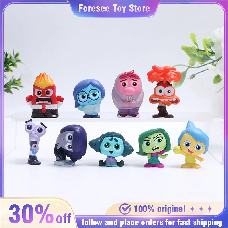 9pcs/Set Mini Inside Out 2 Action Figure Toy Cartoon Movie Joy Anxiety Anger Sadness Disgust Fear Model Figurines Christmas Gift