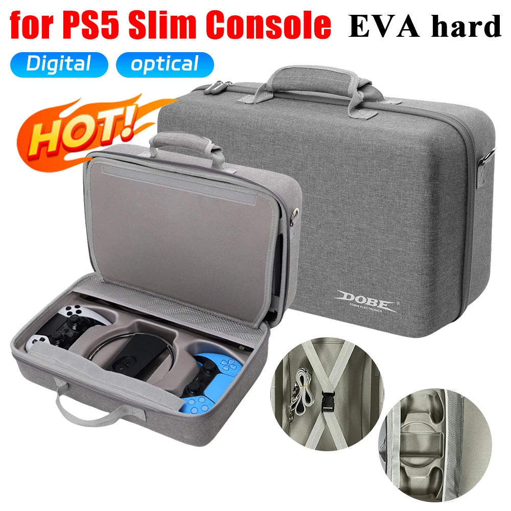 Handbag Shoulder Bag with Strap for PlayStation 5 Slim Disc and Digital Edition EVA Hard Carrying Case for PS5 Slim Console