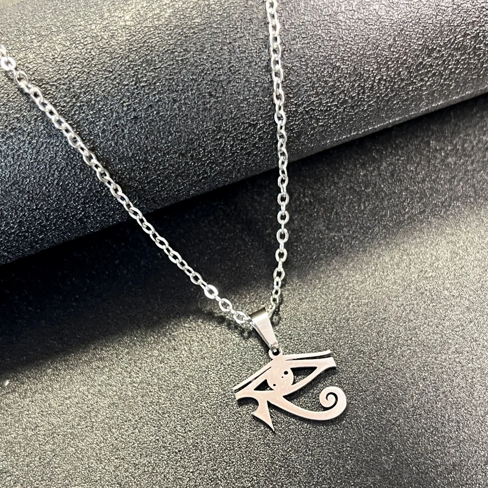 Stainless Steel Ancient Egyptian God Eye of Horus Pendant Necklace Jewelry Men and Women Retro Amulet Jewelry