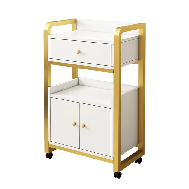 Mobile Beauty Salon Spa Equipment Organizer Rolling Cart with Storage Rack - No Drawer Movable Trolley for Beauty Supplies