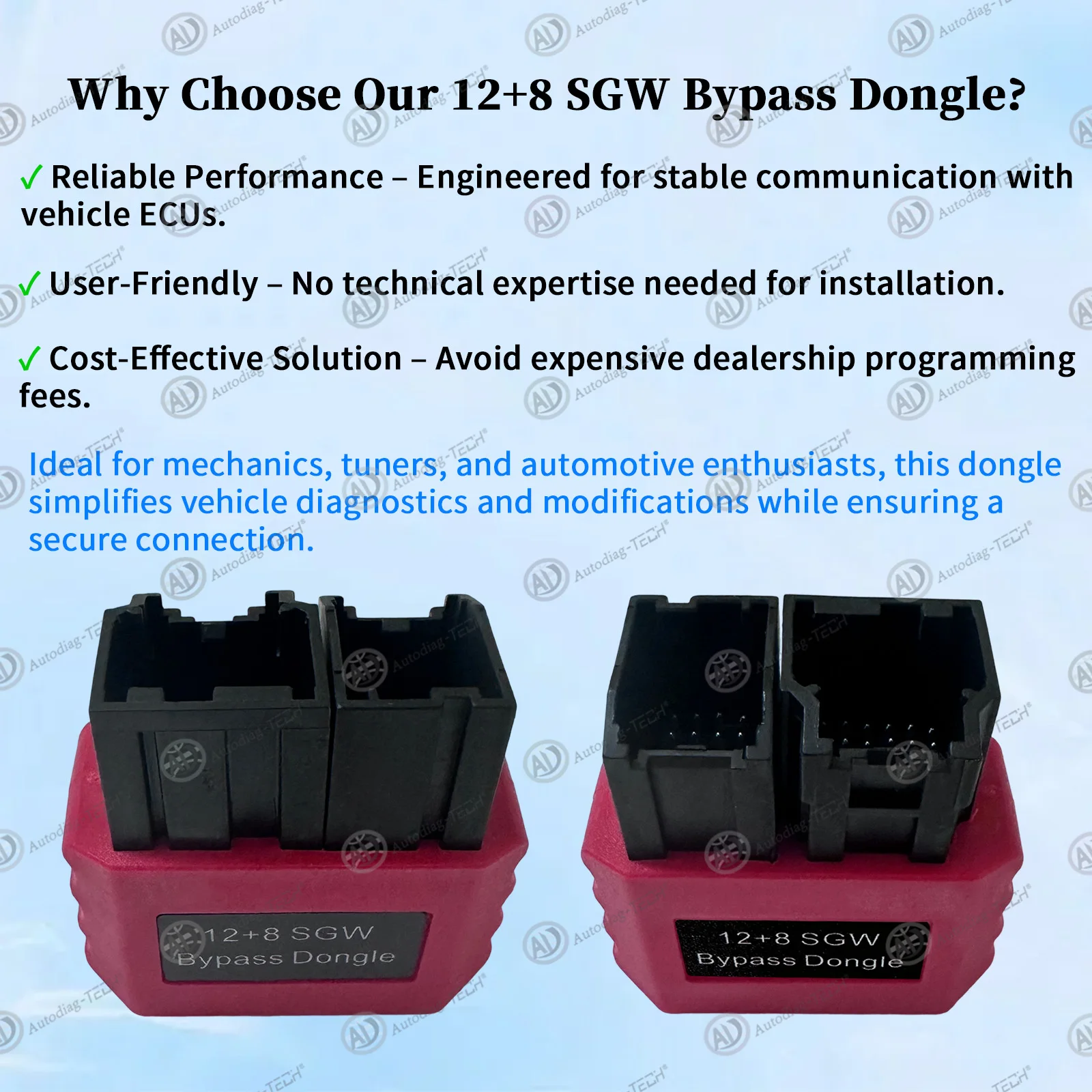 Обходной ключ SGW — 8+12-контактный адаптер FCA SGM |   Совместим с Chrysler, Dodge, Jeep, RAM, Fiat, Alfa Romeo 2018+.