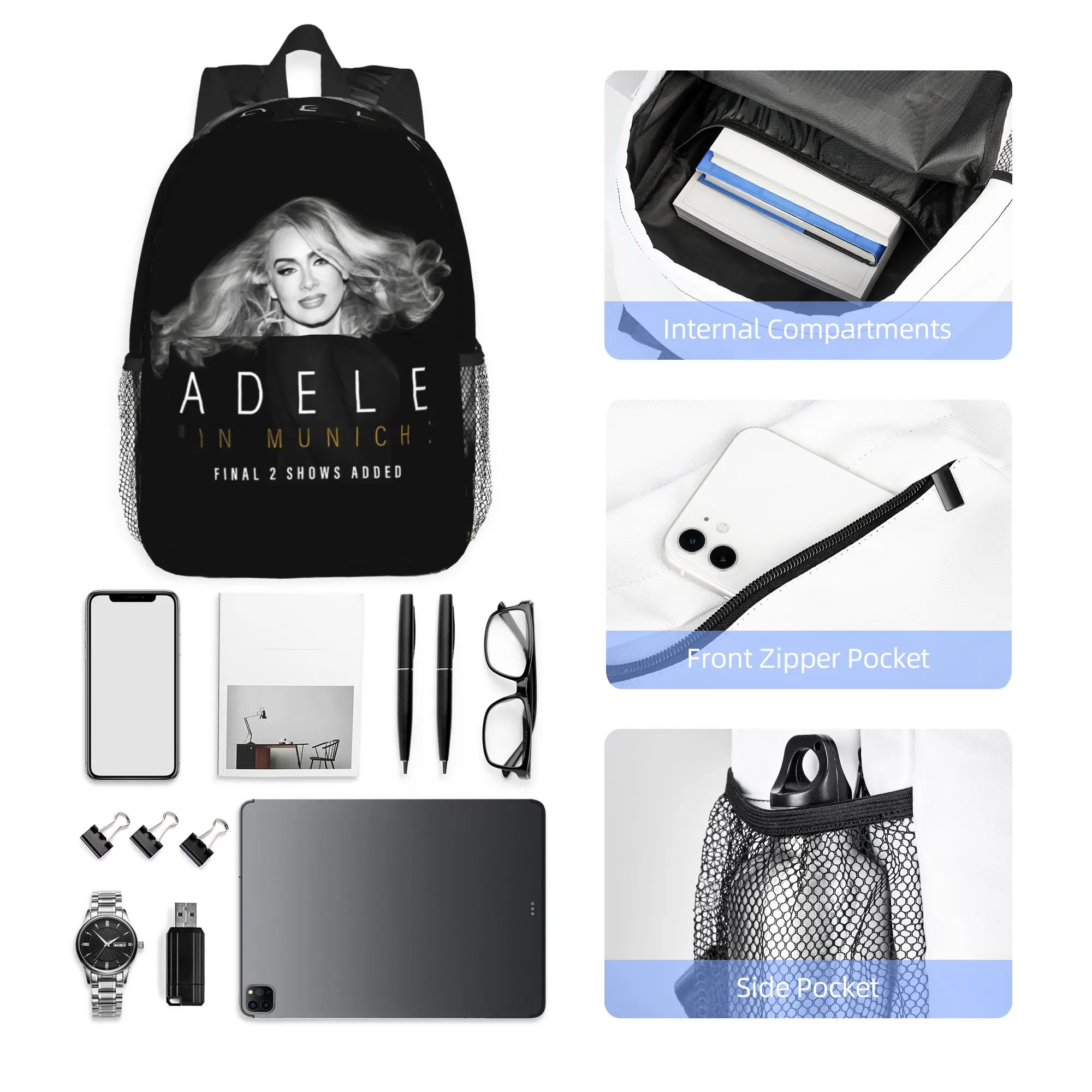 Cool Singer Adele Tour Music Album Backpack Hot Sale Daypack Boys Girls BookBag Shoulder Bags for Men Women School Bag