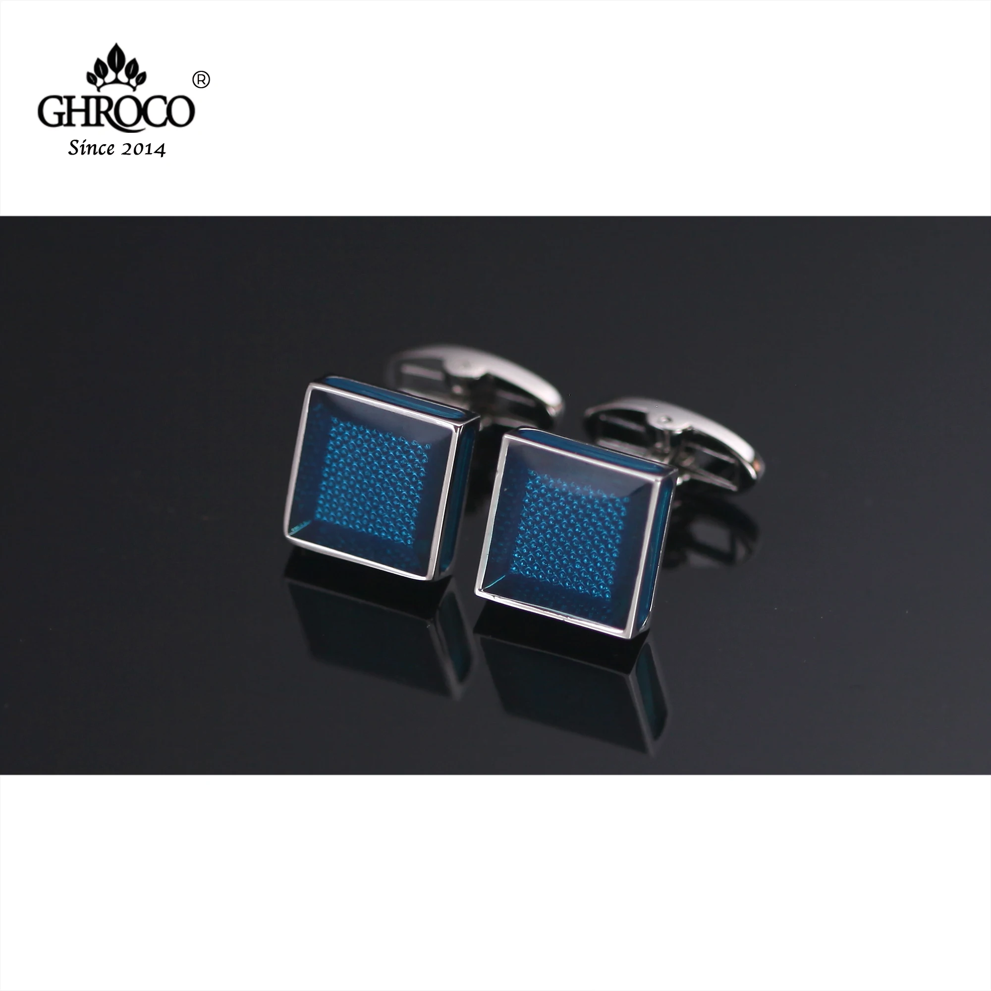 GHROCO High Quality Exquisite Blue Enamel French Shirt Cufflinks Fashion Luxury Gifts Business Men and Women Groomsmen Best-man