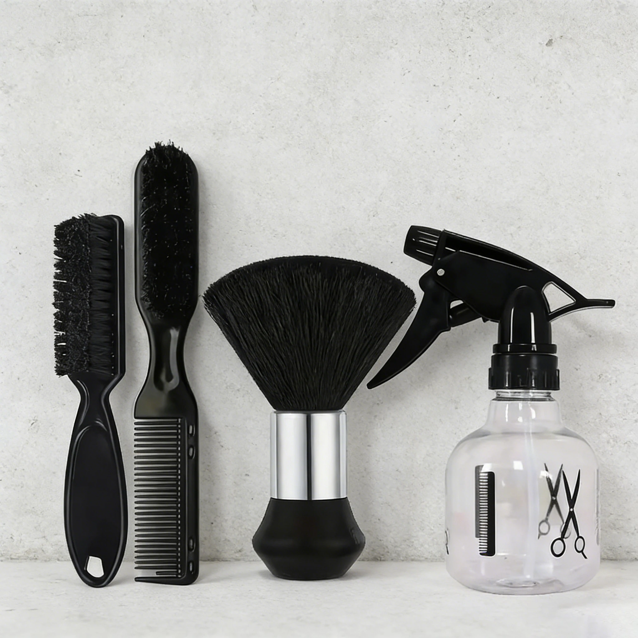 4-piece modeling tool set, with spray bottle, nylon hair brush, broken hair cleaning brush, suitable for hair salon