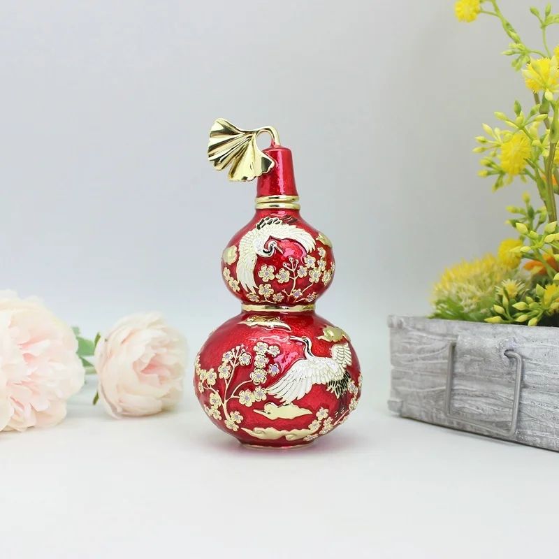 SHINNYGIFTS Pewter Enamel Wu lou Home Decorative FengShui Metal Crafts Figurine New Year Gifts