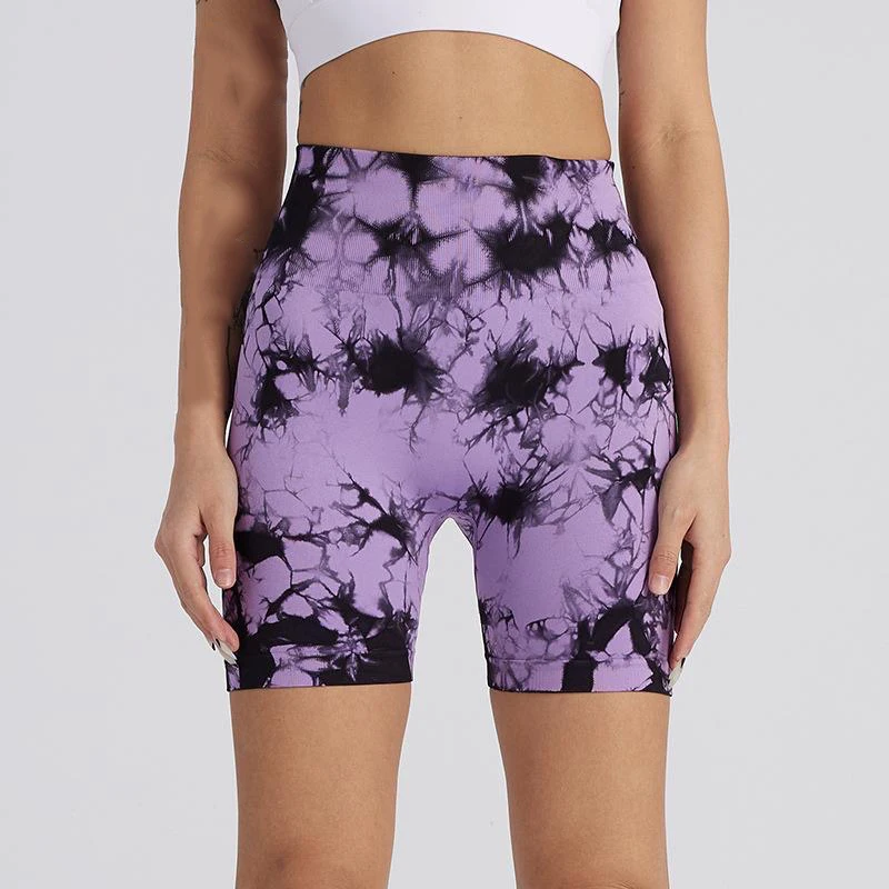 Women's Tie-Dye High-Waisted Biker Shorts - Peach-Shaped Contour, Slim-Fit, Quick-Drying, Stretchy for Yoga & Outdoor Fitness