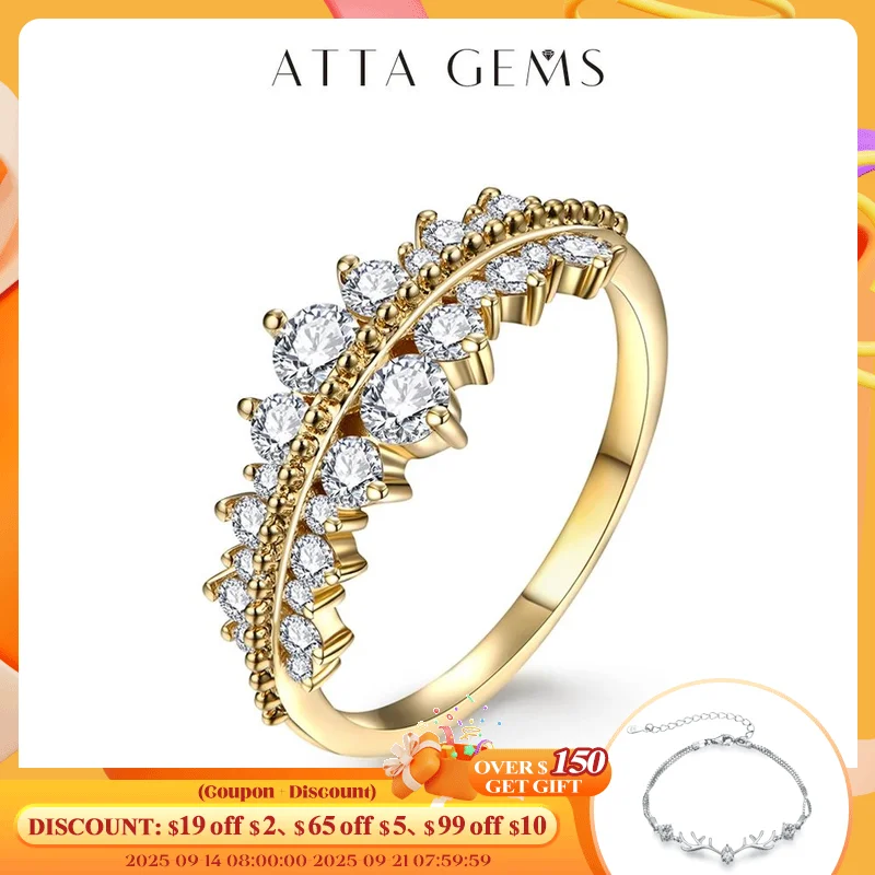 

ATTAGEMS Brilliant Cut 3.0mm Moissanite Ring for Women Men Pure 18K 14K 10K Yellow Gold for Wedding Engagement Luxury Party Gift