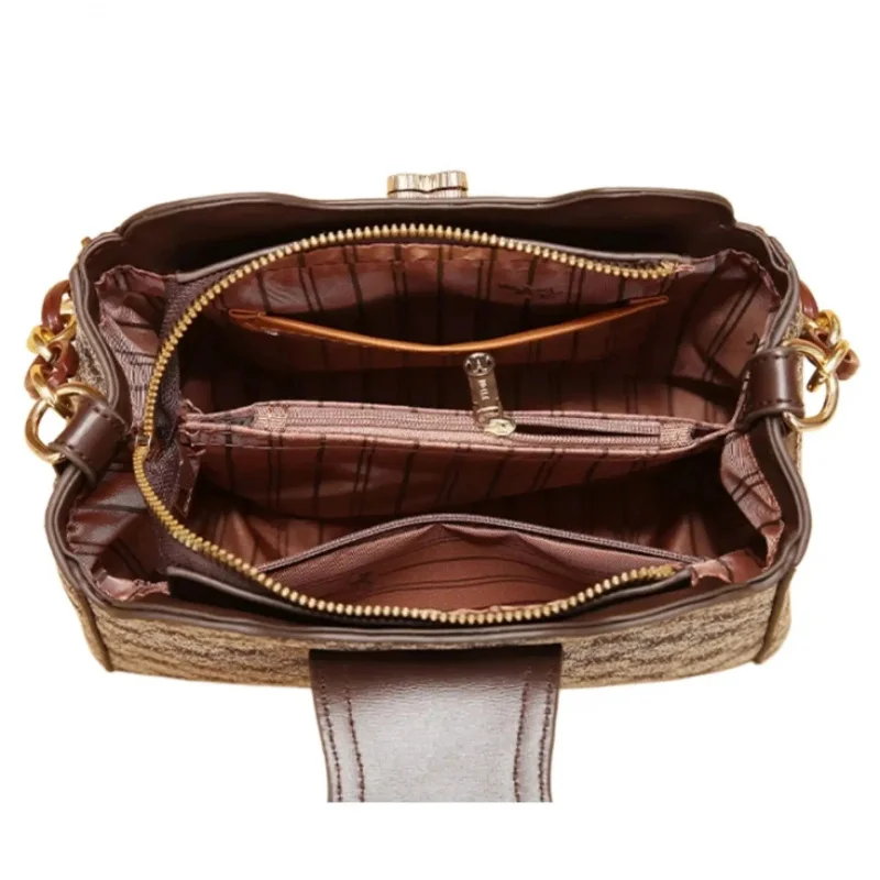 vintage letter printed shoulder bag, fashionable and versatile crossbody bag, suitable for work and daily use view 3