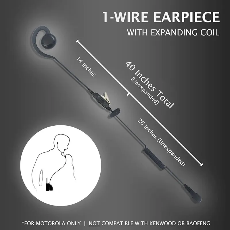 1-wire C-shape swivel earpiece, for Motorola CP88, cp100, cp200d, cls1110, cls1410, MAG one bpr40