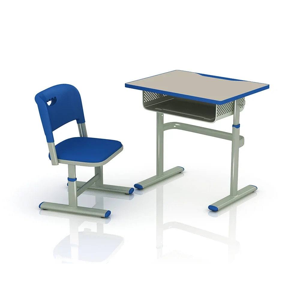 Comfortable college adjustable height student school desk and chair school furniture