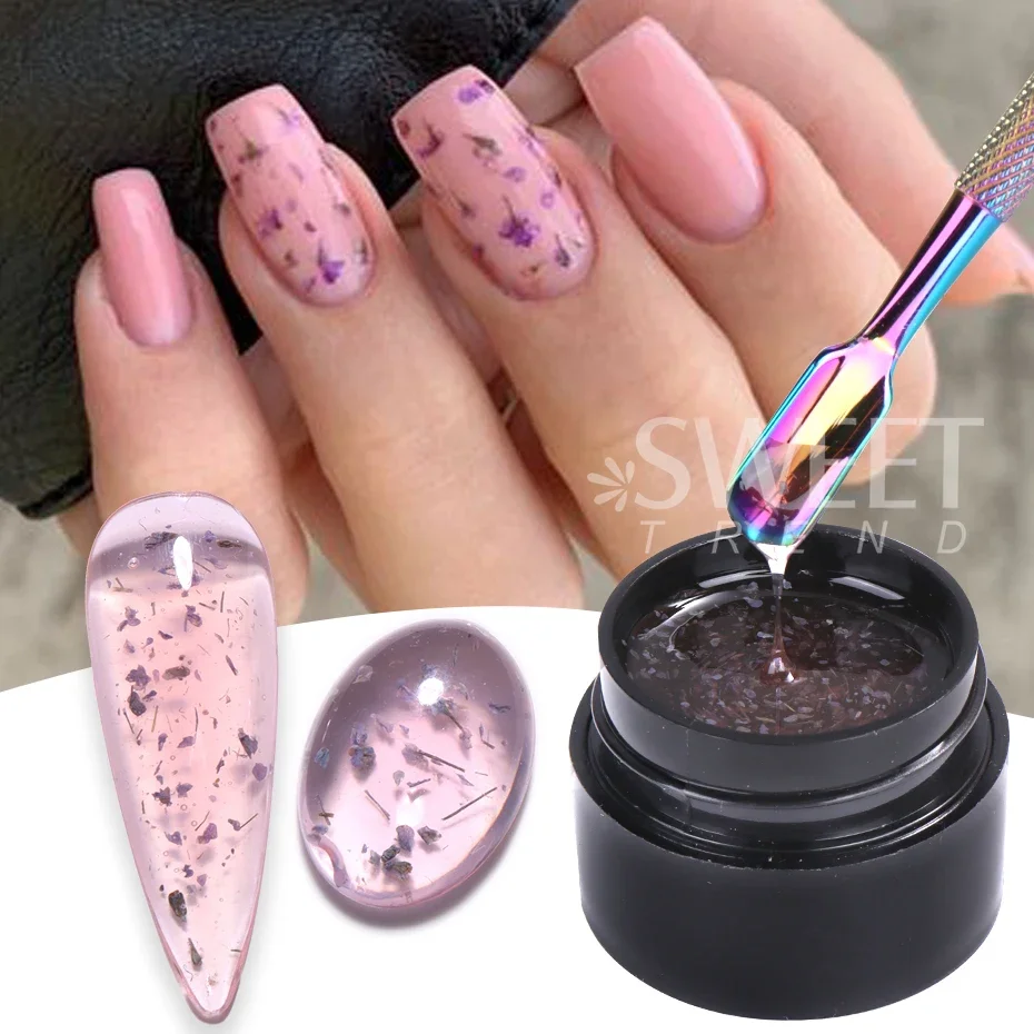 5ml Fiore secco Gel Smalto per unghie Petalo floreale Gomma Manicure fai da te Vernici ibridi Vernice permanente Fiore Gel Necessita Base Top Coat