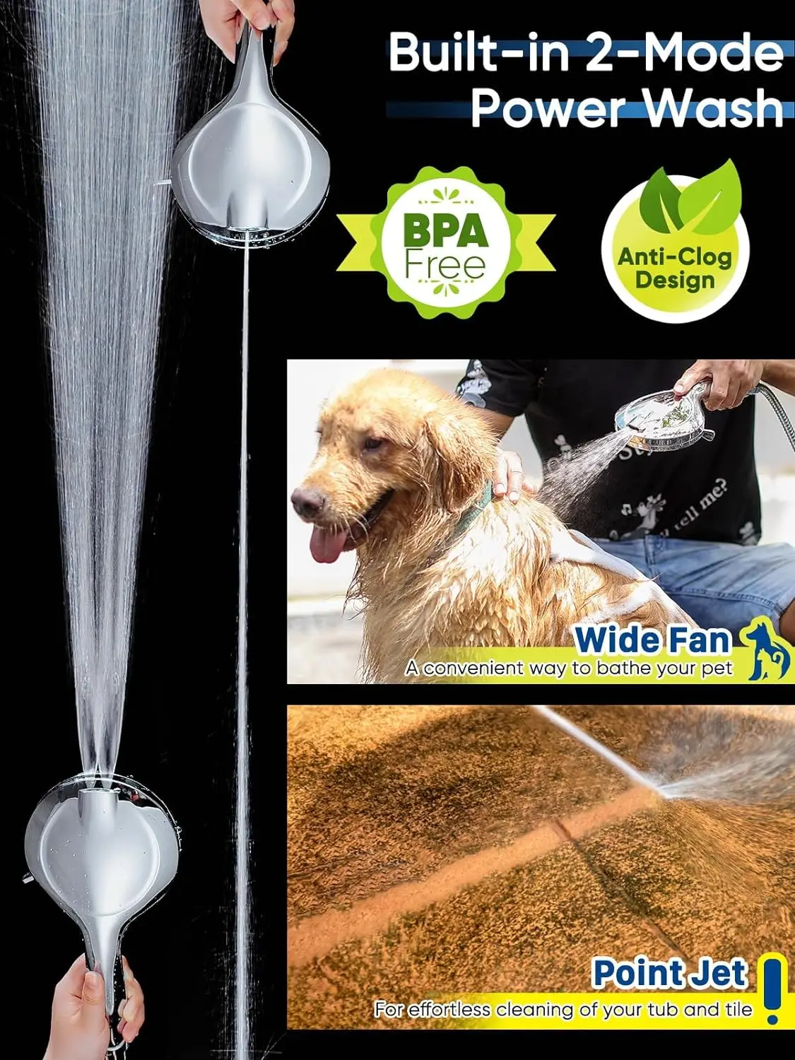 New 10 Function High Pressure SPA Adjustable Shower Head Water Saving Handheld  Shower Nozzle Rack Hose Bathroom Accessories set