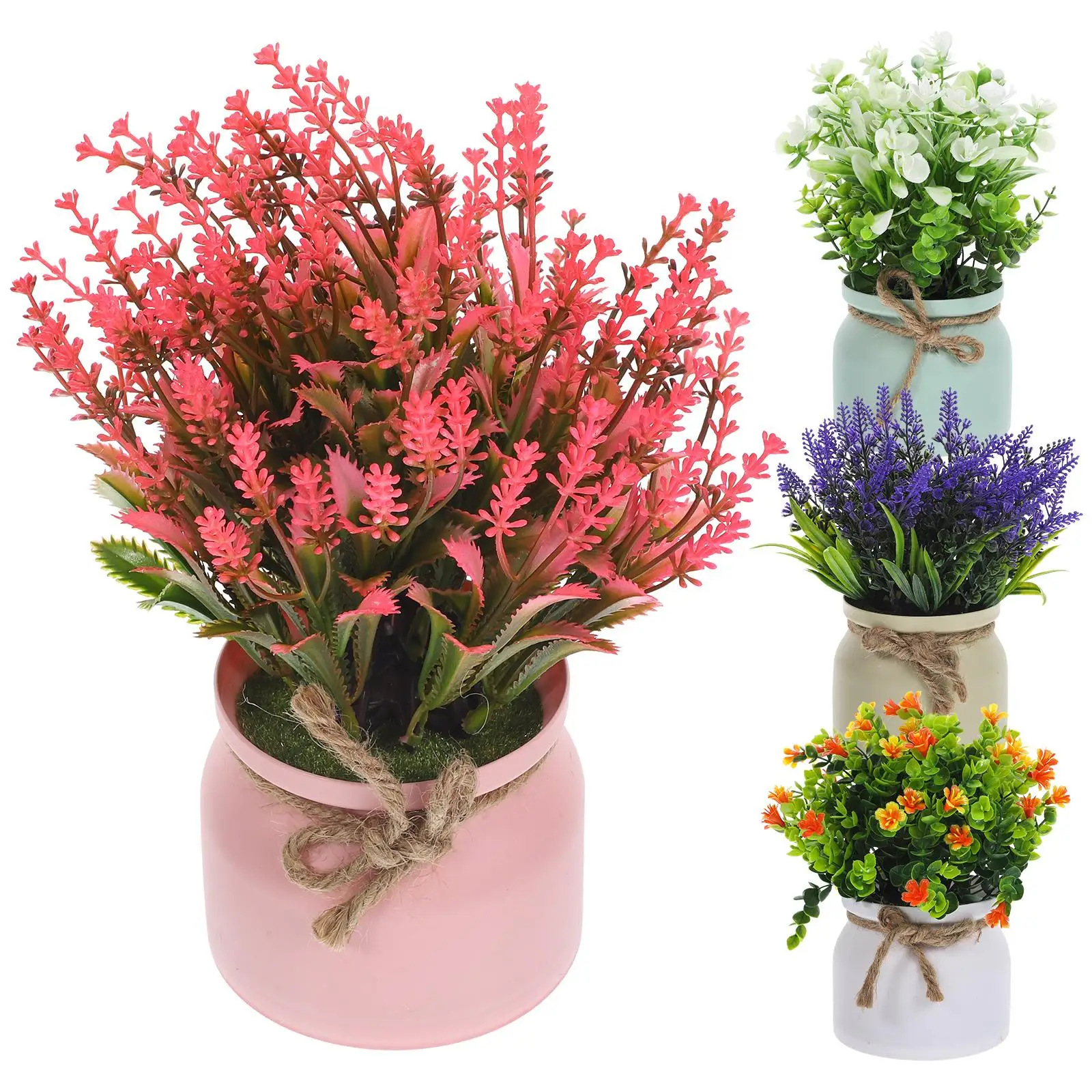 

4Pcs Artificial Potted Flowers Faux Plants Potted Plant Decor Artificial Flower Bonsai Table Fake Flower