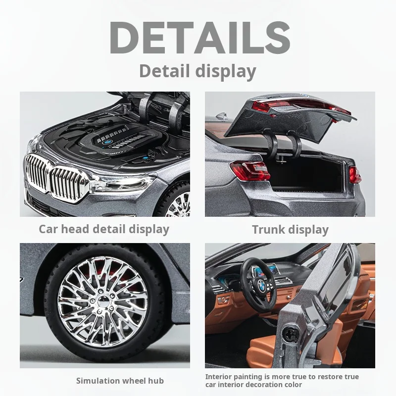 1:24 760LI Limusina aleación Diecast coche de juguete vehículo modelo de precisión tirar hacia atrás sonido luz tirar hacia atrás recoger regalo decoración para niños O