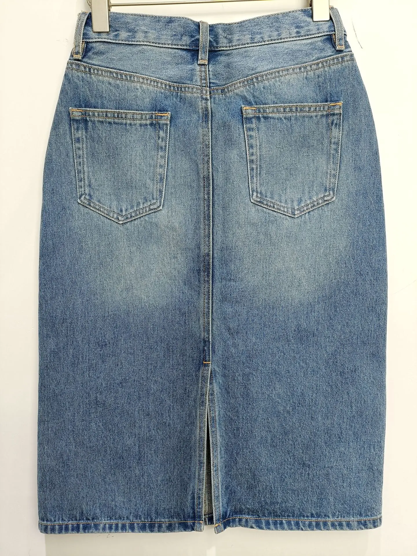 Saia feminina midi denim cintura alta moda senhora saia casual