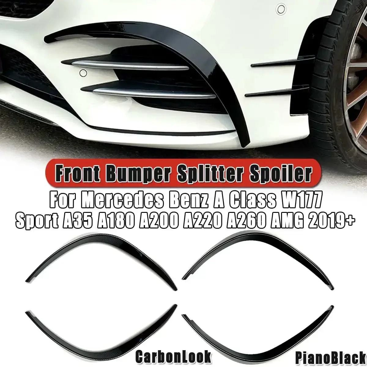 Front Bumper Splitter Spoiler Fog Light For Mercedes for Benz A Class W177 Sport A35 A180 A200 A220 A260 for AMG 2019+ Body Kit