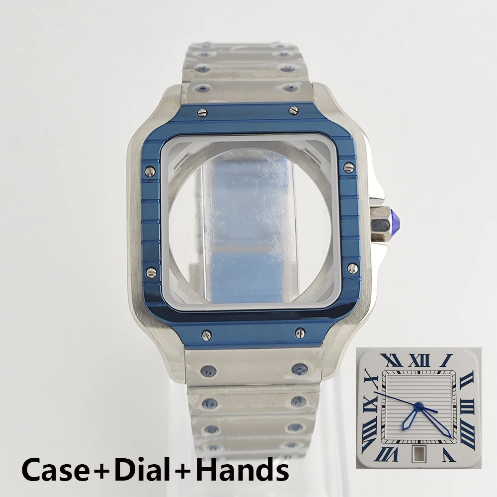 Nh35 dial quadrado dial roma dial caixa de relógio fivela dobrável caso quadrado caber nh35 nh36 movimento acessórios relógio