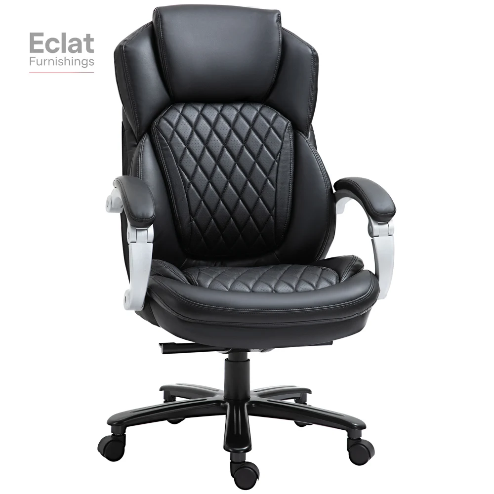 

Executive Office Chair with Wide Seat, Computer Desk Chair with High Back Diamond Stitching, Adjustable Height & Swivel Wheels,