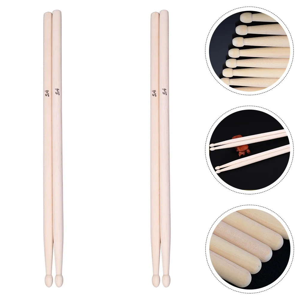 

2 Pairs Maple Sticks Musical Instrument Percussion Accessories Natural Drum 5a Practical Drumstick Wood