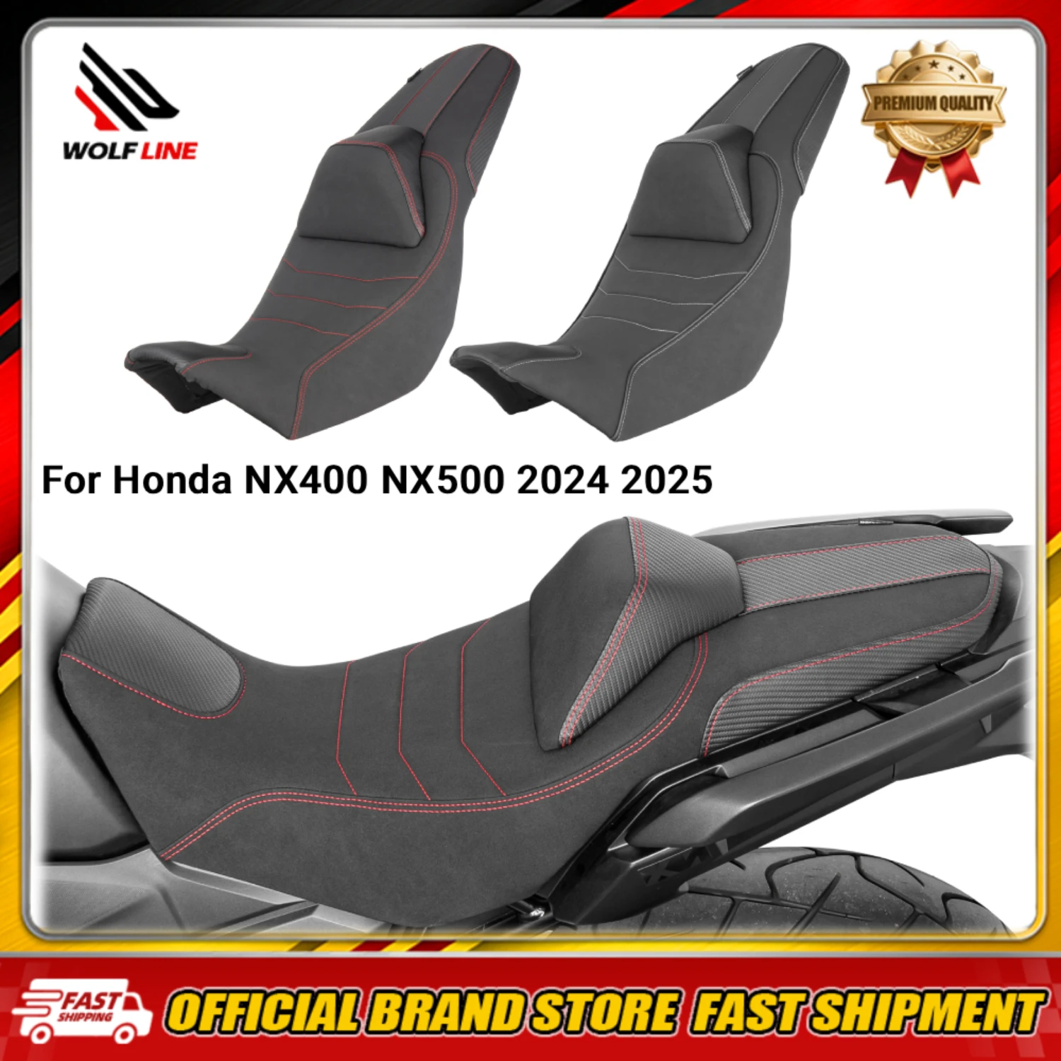 WOLFLINE One-Piece Seat Cushion for Honda NX400 NX500 2024 2025 Integrated Motor One-Piece Sea,Smooth Out The Bumps for Riding