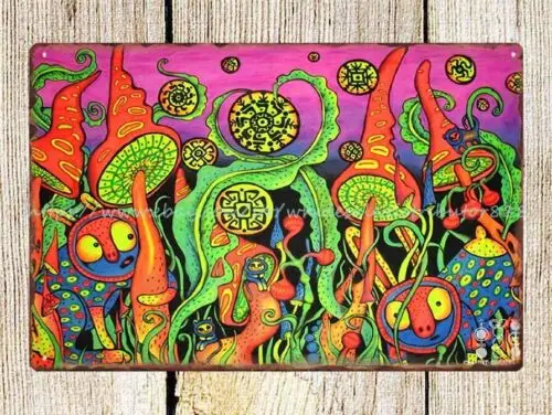 trippy psychedelic mushroom shroom metal tin sign home plaques