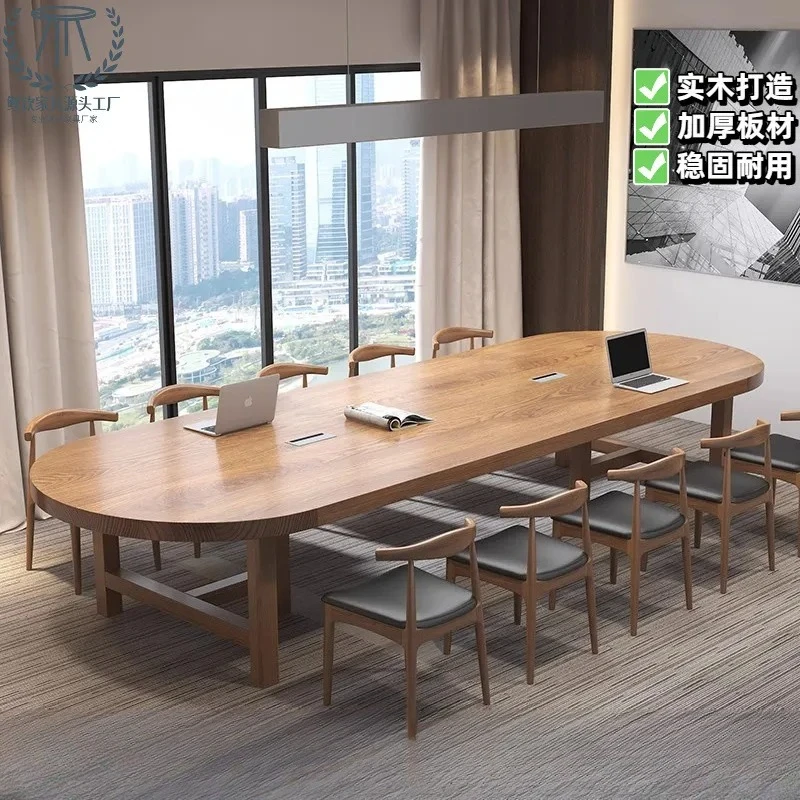 for Modern Solid Wood Conference Table Long Desk Simple Negotiation Meeting Guest Reception Reading Table Workbench