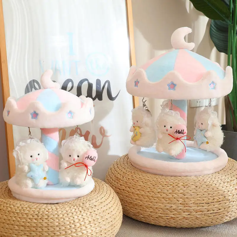 

Вращающаяся подставка для плюшевых игрушек в виде карусели, ручное вращение, держатель в форме луны с крючками для плюшевых кукол, значков и коллекционных предметов