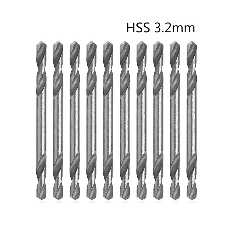 10Pcs 3.2mm HSS Double Ended Spiral Torsion Drill Tools Drill Set